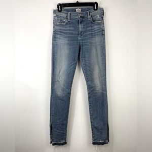 Citizens of Humanity 28 Rocket High Rise Skinny Distressed Blue Jeans Raw Hem